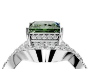 Halo Engagement Ring Setting for Fancy Green Princess Cut Center with Pave Infinity Twist Band and Prong Head in Sterling Silver