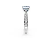 Solitaire Engagement Ring Setting for Fancy Blue Princess Cut Center with Multi-Row Accents and Prong Head in Sterling Silver