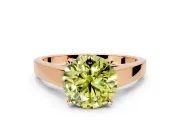 Solitaire Engagement Ring Setting for Fancy Yellow Round Cut Center with Tapered Split Shoulders and Prong Head in Rose Gold