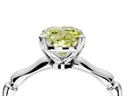 Solitaire Engagement Ring Setting for Fancy Yellow Cushion Cut Center with Bamboo Band and Prong Head in Platinum