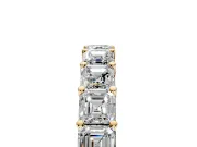 Asscher Cut Lab-Grown Diamond Half Eternity Wedding Band with Shared-Prong Setting in Yellow Gold