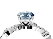 Solitaire Engagement Ring Setting for Fancy Blue Oval Center with Bar-Station Pave Twist and Prong Head in Platinum