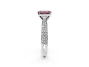Solitaire Engagement Ring Setting for Fancy Pink Emerald Cut Center with Multi-Row Accents and Prong Head in Platinum