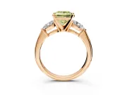 3 Stone Engagement Ring Setting for Fancy Yellow Princess Cut Center with Large Pear-Shaped Accents and Prong Head in Rose Gold