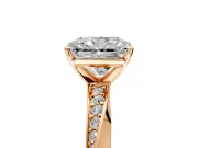 Side Accent Engagement Ring Setting for Radiant Cut Center with Accent Shoulders and Prong Head in Rose Gold