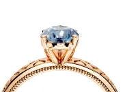 Solitaire Engagement Ring Setting for Fancy Blue Pear-Shaped Center with Milgrain X Pattern Band and Prong Head in Rose Gold