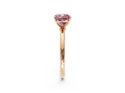 Solitaire Engagement Ring Setting for Fancy Pink Cushion Cut Center with Straight Thin Band and Prong Head in Rose Gold
