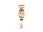 Solitaire Engagement Ring Setting for Fancy Pink Radiant Cut Center with Criss-Cross Accent Band and Prong Head in Rose Gold
