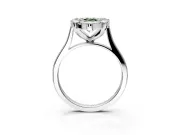 Single Halo Engagement Ring Setting for Fancy Green Pear-Shaped Center with Corner Claws, Plain Band and Prong Head in Platinum