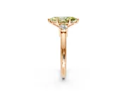 3 Stone Engagement Ring Setting for Fancy Yellow Marquise Center with Wide Plain Band and Prong Head in Rose Gold