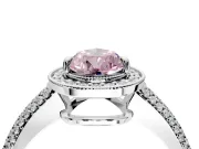 Milgrain Halo Engagement Ring Setting for Fancy Pink Pear-Shaped Center with Three-Sided Pave Band and Prong Head in Sterling Silver