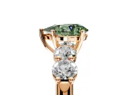 5 Stone Engagement Ring Setting for Fancy Green Pear-Shaped Center with Graduated Accents and Prong Head in Rose Gold