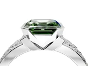 Bezel Engagement Ring Setting for Fancy Green Asscher Cut Center with Wide Channel-Set Band and Bezel Head in White Gold
