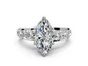 Solitaire Engagement Ring Setting for Marquise Center with Graduated Shared Prongs and Prong Head in Sterling Silver