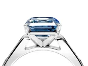 Solitaire Engagement Ring Setting for Fancy Blue Asscher Cut Center with Channel Accents and Prong Head in Platinum
