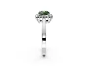 Starburst Halo Engagement Ring Setting for Fancy Green Cushion Cut Center with Flat Cathedral Band and Prong Head in Platinum