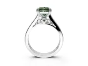 Solitaire Engagement Ring Setting for Fancy Green Princess Cut Center with Channel Band and Double Claw Prong Head in White Gold