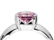 Tension Engagement Ring Setting for Fancy Pink Radiant Cut Center with Wide Flat Band and Tension Head in Platinum