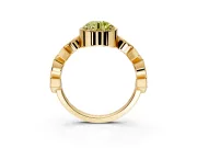 Milgrain Bezel Engagement Ring Setting for Fancy Yellow Round Cut Center with Marquise Stations and Bezel Head in Yellow Gold