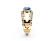 Solitaire Engagement Ring Setting for Fancy Blue Cushion Cut Center with Wide-Open Split Shank and Prong Head in Yellow Gold