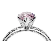 Solitaire Engagement Ring Setting for Fancy Pink Marquise Center with XO Engraved Band and Prong Head in Platinum