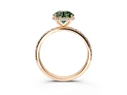 Hidden Halo Engagement Ring Setting for Fancy Green Round Cut Center with Pave Band and Prong Head in Rose Gold