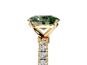 Open Basket Engagement Ring Setting for Fancy Green Oval Center with Pave Band and Prong Head in Yellow Gold