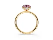 Solitaire Engagement Ring Setting for Fancy Pink Round Cut Center with Plain Band, Open Basket and Prong Head in Yellow Gold
