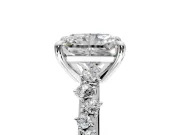 Solitaire Engagement Ring Setting for Radiant Cut Center with Trailing Leaf Accent Band and Prong Head in Platinum