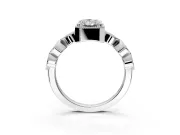 Vintage Station Engagement Ring Setting for Radiant Cut Center with Accents and Prong Head in Platinum