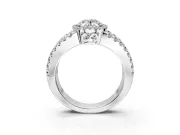 Halo Engagement Ring Setting for Oval Center with Wide-Open Pave Split Shank and Prong Head in Platinum