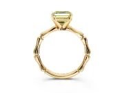 Solitaire Engagement Ring Setting for Fancy Yellow Asscher Cut Center with Bamboo Band and Prong Head in Yellow Gold
