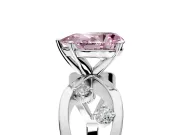 Solitaire Engagement Ring Setting for Fancy Pink Pear-Shaped Center with Criss-Cross Accent Band and Prong Head in Sterling Silver