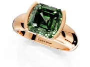 Tension Engagement Ring Setting for Fancy Green Asscher Cut Center with Wide Flat Band and Tension Head in Rose Gold