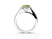 Halo Engagement Ring Setting for Fancy Yellow Heart-Shaped Center with Full Pave Band and Prong Head in White Gold