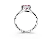 Solitaire Engagement Ring Setting for Fancy Pink Heart-Shaped Center with V Split Shank and Bezel Head in Sterling Silver