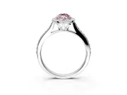 Halo Engagement Ring Setting for Fancy Pink Marquise Center with Pave Accents, Heart Basket and Prong Head in Platinum