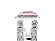 Halo Engagement Ring Setting for Fancy Pink Princess Cut Center with Wide-Open Pave Split Shank and Prong Head in Platinum