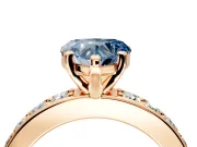 Solitaire Engagement Ring Setting for Fancy Blue Heart-Shaped Center with Channel-Set Accents and Prong Head in Rose Gold
