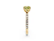 Solitaire Engagement Ring Setting for Fancy Yellow Cushion Cut Center with Micro Pave Band and Prong Head in Yellow Gold