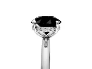 Hidden Halo Engagement Ring Setting for Fancy Black Round Cut Center with Thin Rounded Band and Prong Head in Sterling Silver