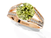 Split Shank Engagement Ring Setting for Fancy Yellow Round Cut Center with Pave Split Shank and Prong Head in Rose Gold