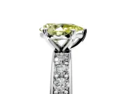Solitaire Engagement Ring Setting for Fancy Yellow Pear-Shaped Center with Channel-Set Accents and Prong Head in Platinum