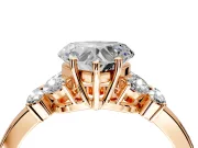 Solitaire Engagement Ring Setting for Heart-Shaped Center with Marquise Flower Shoulders and Prong Head in Rose Gold