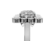Cluster Halo Engagement Ring Setting for Cushion Cut Center with Milgrain Bezel Accents and Prong Head in Sterling Silver