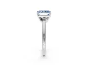 Solitaire Engagement Ring Setting for Fancy Blue Radiant Cut Center with Knife Ridge Band and Claw Prong Head in Sterling Silver