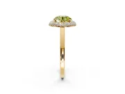 Halo Engagement Ring Setting for Fancy Yellow Round Cut Center with Plain Tapered Band and Prong Head in Yellow Gold