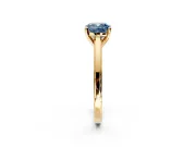 Solitaire Engagement Ring Setting for Fancy Blue Cushion Cut Center with Flat-Sided Plain Band and Prong Head in Yellow Gold