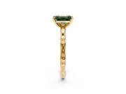 Solitaire Engagement Ring Setting for Fancy Green Emerald Cut Center with Bamboo Band and Prong Head in Yellow Gold