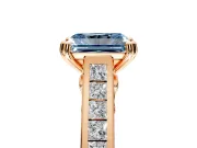 Solitaire Engagement Ring Setting for Fancy Blue Radiant Cut Center with Channel Band and Double Claw Prong Head in Rose Gold